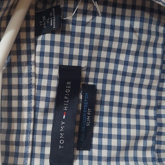 TOMMY HILFIGER Men's Blue Checkered Shirt - Picture 3 of 4